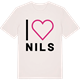 Vintage White t-shirt med Jag älskar Nils t-shirt stort tryck