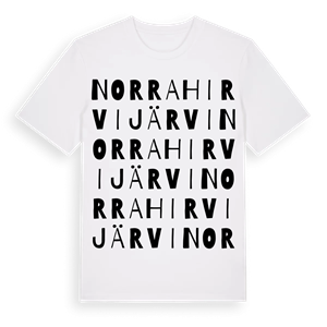 Norra Hirvijärvi ordlek t-shirt – ekologisk bomull t-shirt från Pinshirt