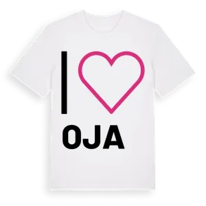 Jag älskar Oja t-shirt stort tryck – ekologisk bomull t-shirt från Pinshirt