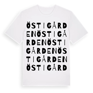 Östigården ordlek t-shirt – ekologisk bomull t-shirt från Pinshirt