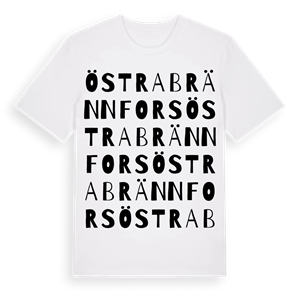Östra Brännfors ordlek t-shirt – ekologisk bomull t-shirt från Pinshirt
