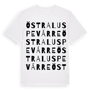 Östra Luspevárre ordlek t-shirt – ekologisk bomull t-shirt från Pinshirt
