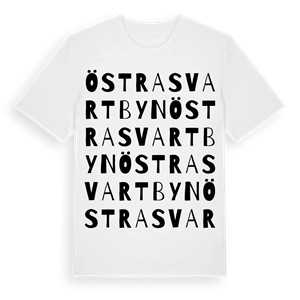 Östra Svartbyn ordlek t-shirt – ekologisk bomull t-shirt från Pinshirt