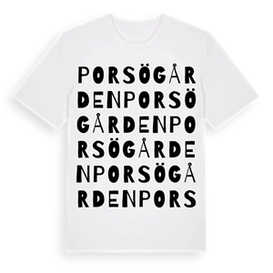 Porsögården ordlek t-shirt – ekologisk bomull t-shirt från Pinshirt
