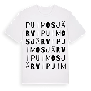 Puimosjärvi ordlek t-shirt – ekologisk bomull t-shirt från Pinshirt