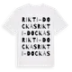 White t-shirt med Rikti-Dockas ordlek t-shirt
