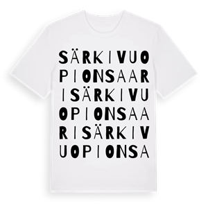 Särkivuopionsaari ordlek t-shirt – ekologisk bomull t-shirt från Pinshirt