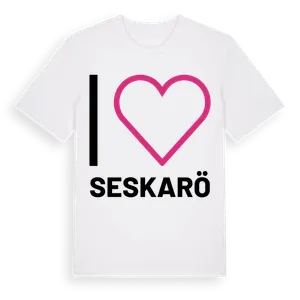 Jag älskar Seskarö t-shirt stort tryck – ekologisk bomull t-shirt från Pinshirt