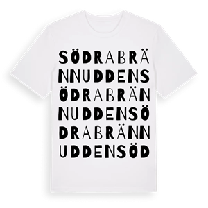 Södra Brännudden ordlek t-shirt – ekologisk bomull t-shirt från Pinshirt