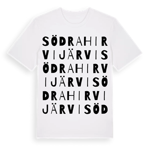 Södra Hirvijärvi ordlek t-shirt – ekologisk bomull t-shirt från Pinshirt