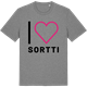 Mid Heather Gray t-shirt med Jag älskar Sortti t-shirt stort tryck