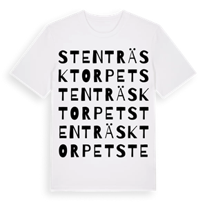 Stenträsktorpet ordlek t-shirt – ekologisk bomull t-shirt från Pinshirt