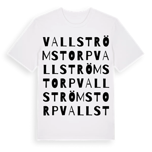 Vallströmstorp ordlek t-shirt – ekologisk bomull t-shirt från Pinshirt