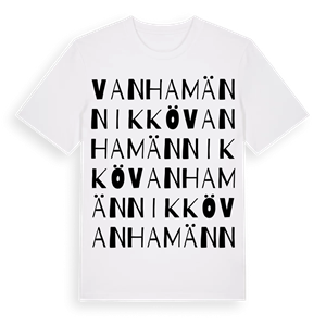 Vanhamännikkö ordlek t-shirt – ekologisk bomull t-shirt från Pinshirt