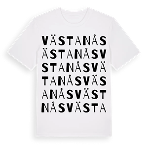 Västanås ordlek t-shirt – ekologisk bomull t-shirt från Pinshirt