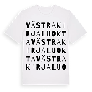 Västra Kirjaluokta ordlek t-shirt – ekologisk bomull t-shirt från Pinshirt