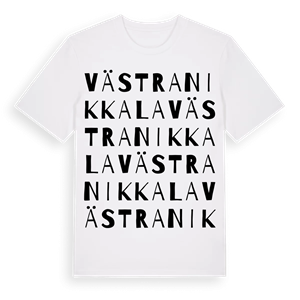 Västra Nikkala ordlek t-shirt – ekologisk bomull t-shirt från Pinshirt
