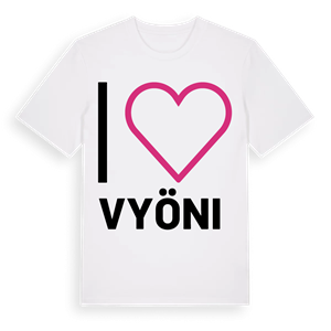 Jag älskar Vyöni t-shirt stort tryck – ekologisk bomull t-shirt från Pinshirt