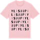 Pink Cotton t-shirt med Ylisuupi ordlek t-shirt