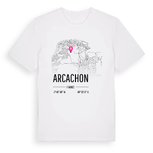 Arcachon karta t-shirt – ekologisk bomull t-shirt från Pinshirt