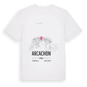 Arcachon karta t-shirt – ekologisk bomull t-shirt från Pinshirt