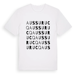 Aussurucq ordlek t-shirt – ekologisk bomull t-shirt från Pinshirt