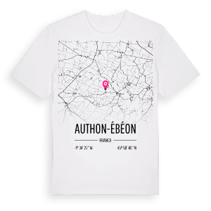 Authon-Ébéon karta t-shirt – ekologisk bomull t-shirt från Pinshirt