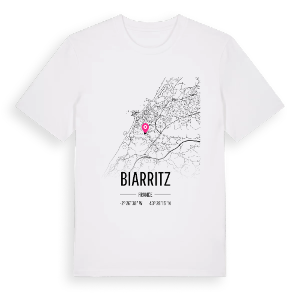Biarritz karta t-shirt – ekologisk bomull t-shirt från Pinshirt