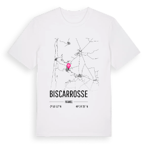 Biscarrosse karta t-shirt – ekologisk bomull t-shirt från Pinshirt