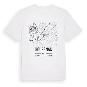 Bourgnac karta t-shirt – ekologisk bomull t-shirt från Pinshirt