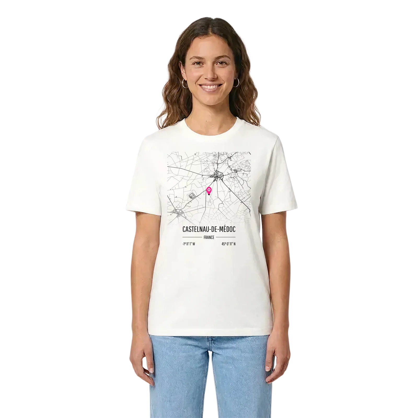 Castelnau-de-Médoc karta t-shirt – White, i miljö
