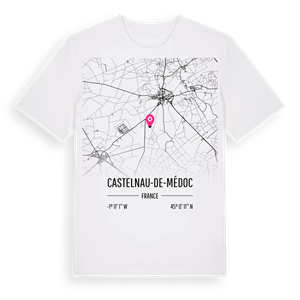 Castelnau-de-Médoc karta t-shirt – ekologisk bomull t-shirt från Pinshirt