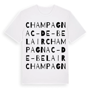 Champagnac-de-Belair ordlek t-shirt – ekologisk bomull t-shirt från Pinshirt