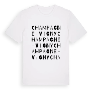 Champagne-Vigny ordlek t-shirt – ekologisk bomull t-shirt från Pinshirt