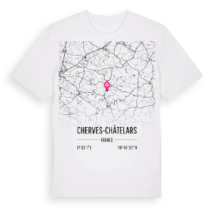 Cherves-Châtelars karta t-shirt – ekologisk bomull t-shirt från Pinshirt