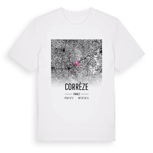 Corrèze karta t-shirt – ekologisk bomull t-shirt från Pinshirt
