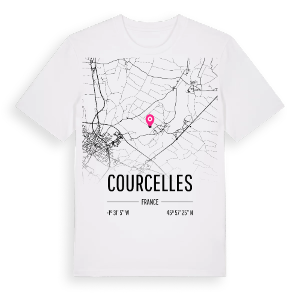 Courcelles karta t-shirt – ekologisk bomull t-shirt från Pinshirt