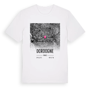 Dordogne karta t-shirt – ekologisk bomull t-shirt från Pinshirt