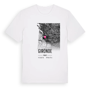 Gironde karta t-shirt – ekologisk bomull t-shirt från Pinshirt