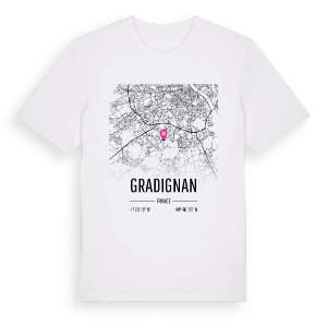 Gradignan karta t-shirt – ekologisk bomull t-shirt från Pinshirt