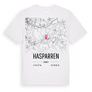 Hasparren karta t-shirt – ekologisk bomull t-shirt från Pinshirt