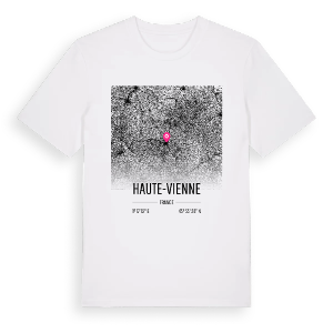 Haute-Vienne karta t-shirt – ekologisk bomull t-shirt från Pinshirt