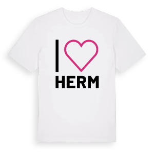 Jag älskar Herm t-shirt stort tryck – ekologisk bomull t-shirt från Pinshirt