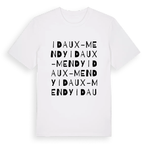 Idaux-Mendy ordlek t-shirt – ekologisk bomull t-shirt från Pinshirt
