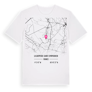 La Gripperie-Saint-Symphorien karta t-shirt – ekologisk bomull t-shirt från Pinshirt