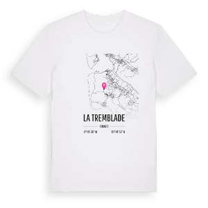 La Tremblade karta t-shirt – ekologisk bomull t-shirt från Pinshirt