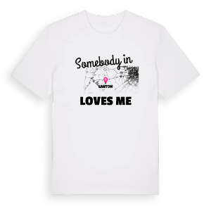 Någon i Lanton älskar mig t-shirt – ekologisk bomull t-shirt från Pinshirt