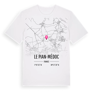Le Pian-Médoc karta t-shirt – ekologisk bomull t-shirt från Pinshirt