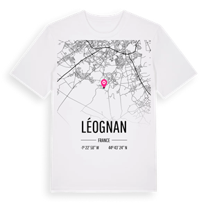 Léognan karta t-shirt – ekologisk bomull t-shirt från Pinshirt
