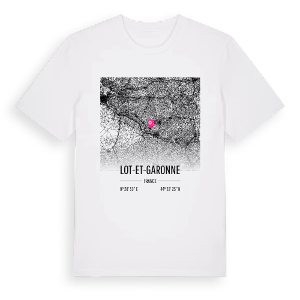Lot-et-Garonne karta t-shirt – ekologisk bomull t-shirt från PinShirt